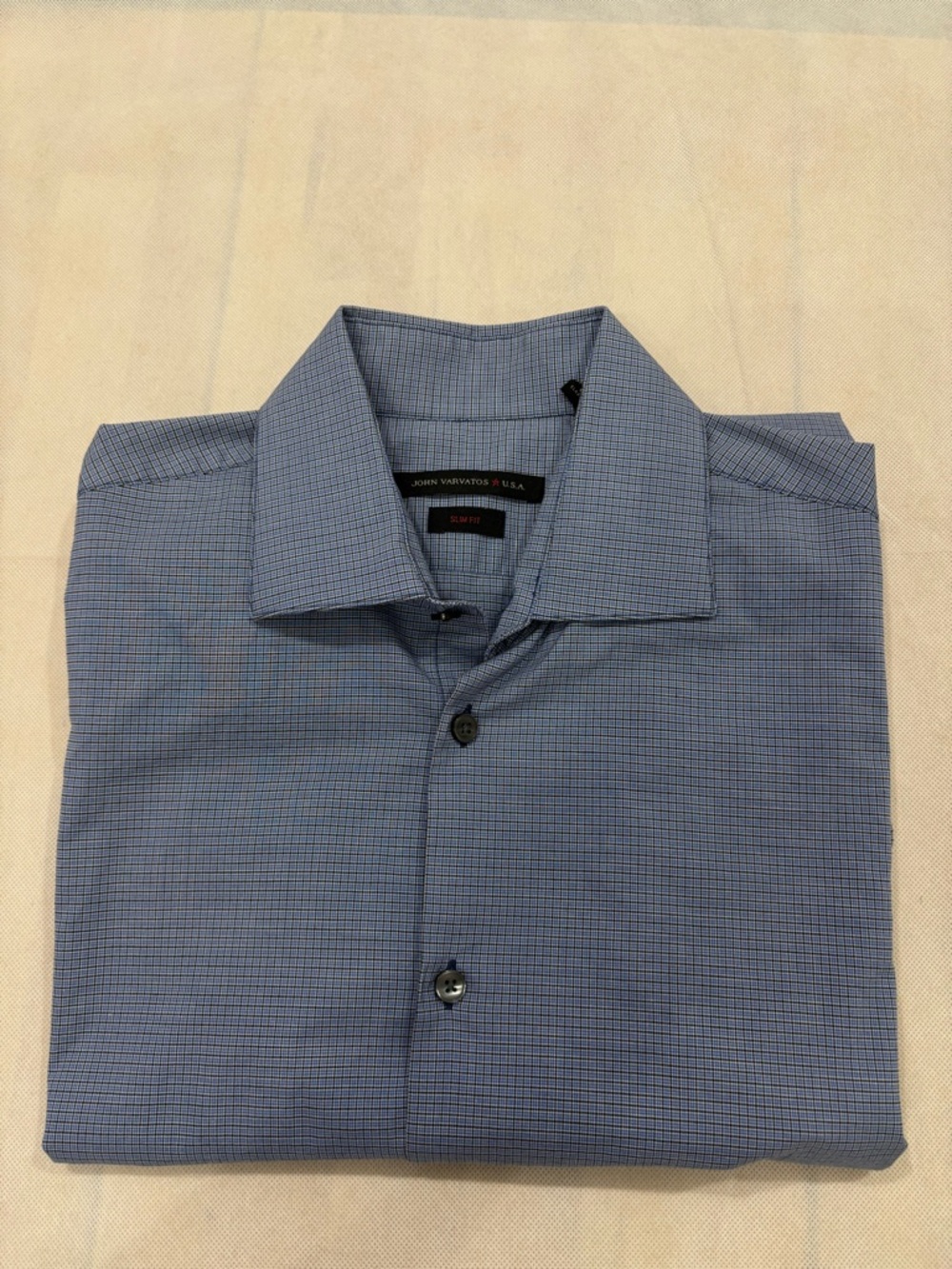 John Varvatos Blue Micro-Check Dress Shirt